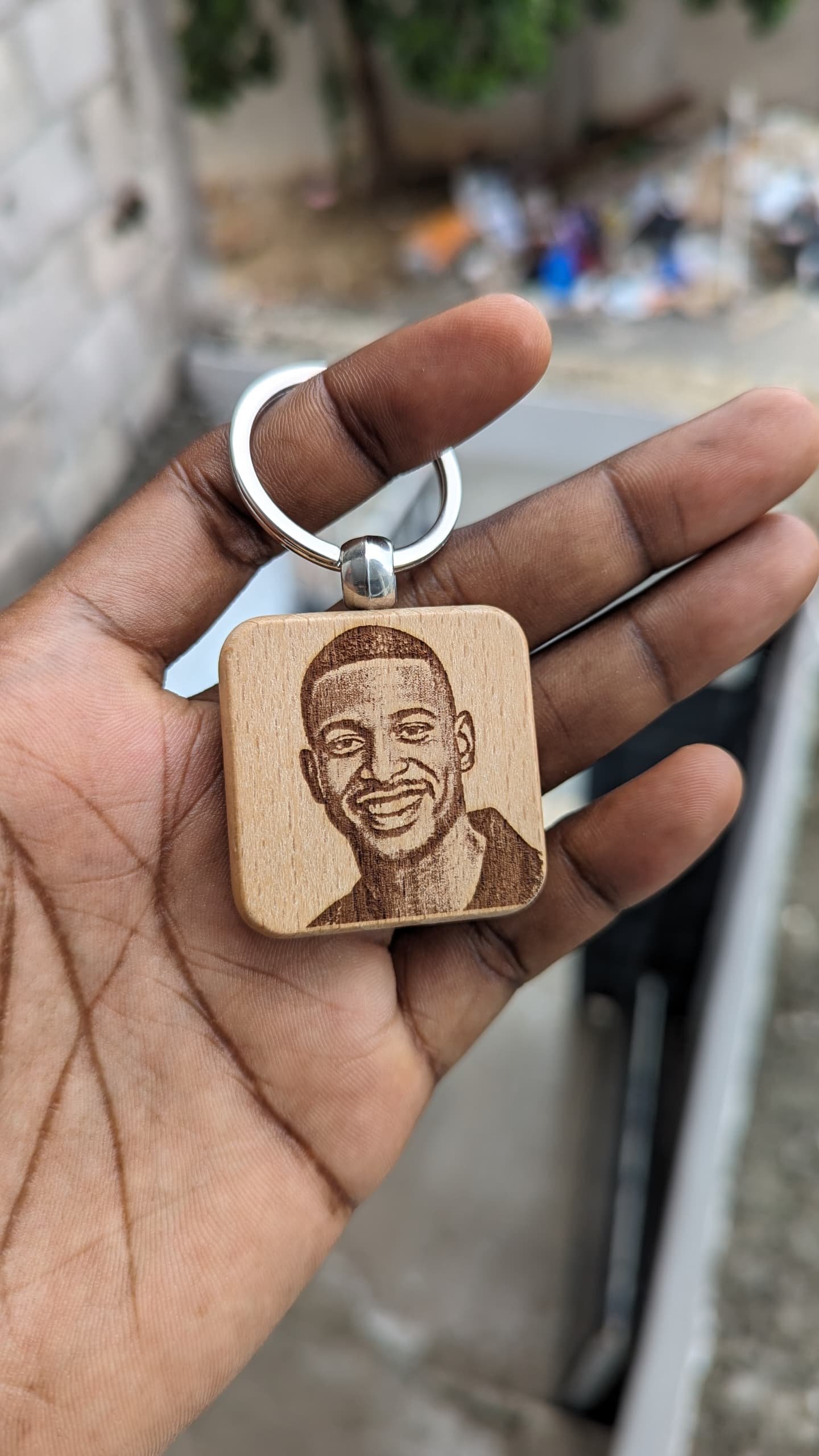 Porte clé bois- carré