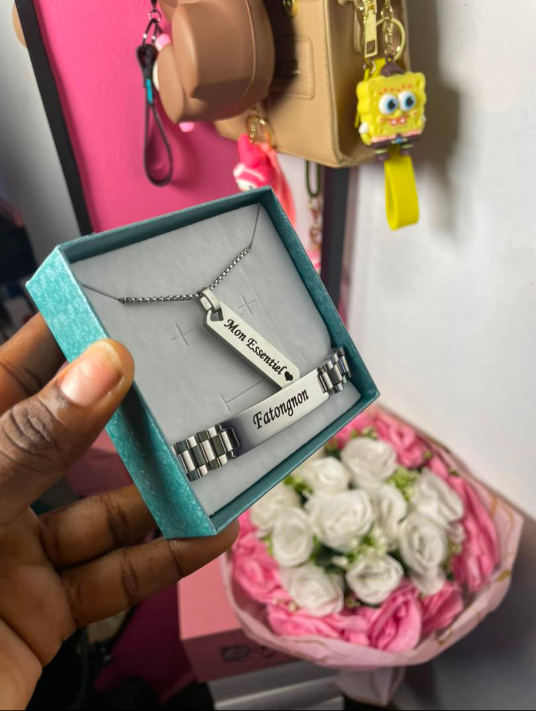 Collier + bracelet homme