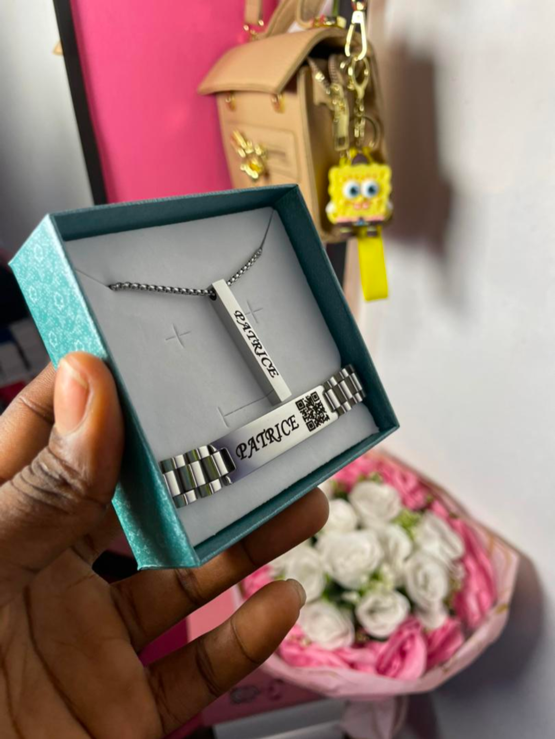 Collier + bracelet homme